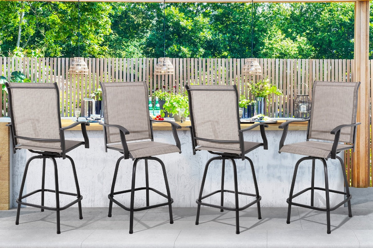 sobaniilowholesale Patio Furniture Outdoor All-Weather Texilene Swivel High Bar Stools Set (7060294140080)