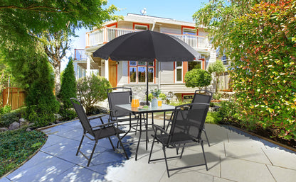 sobaniilowholesale Patio Furniture 6 Pieces Texilene Outdoor Folding Dining Set With Umbrella