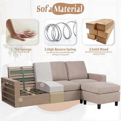 sobaniilowholesale Sectional Sofa With Long Storage Ottoman For Small Apartment#color_khaki (7136755155120)