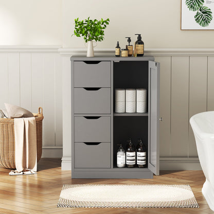 sobaniilowholesale Bathroom Floor Storage Cabinet  with 4 Drawers and 1 Cupboard