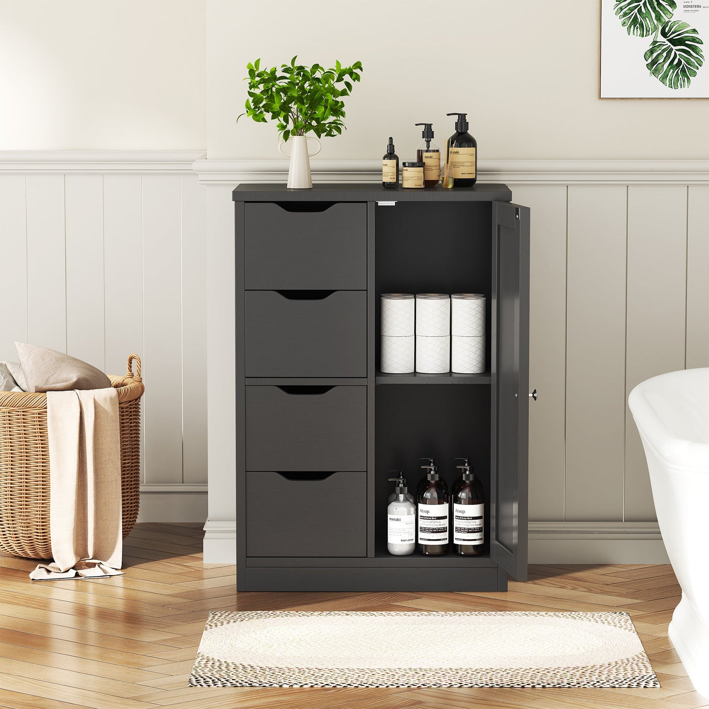 sobaniilowholesale Bathroom Floor Storage Cabinet  with 4 Drawers and 1 Cupboard