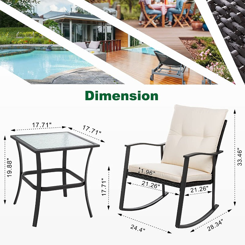 sobaniilowholesale Patio Furniture 3 Pieces Outdoor Rocking Chair Set