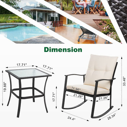 sobaniilowholesale Patio Furniture 3 Pieces Outdoor Rocking Chair Set