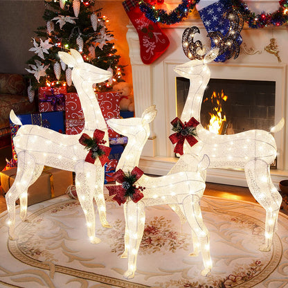 sobaniilowholesale LED Lighted Christmas Deer Family Display Set