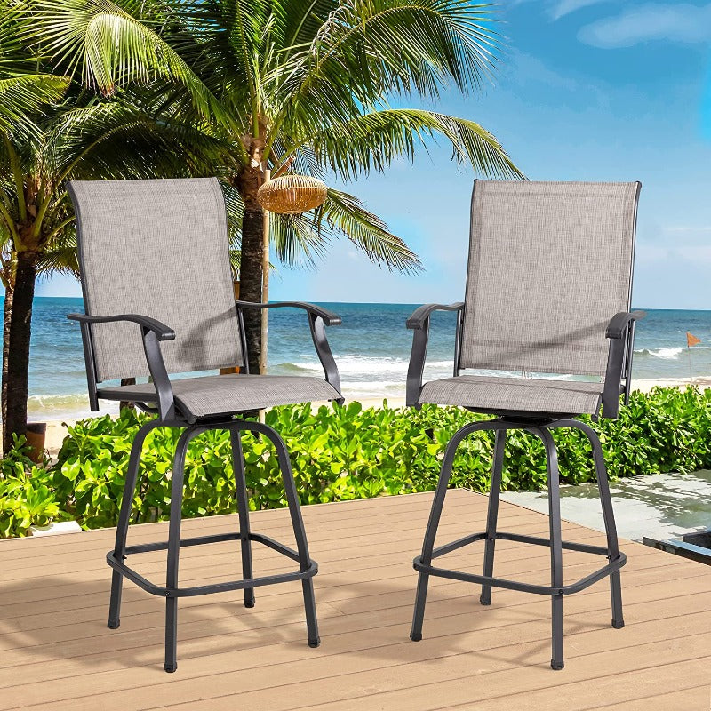 sobaniilowholesale Patio Furniture Outdoor All-Weather Texilene Swivel High Bar Stools Set (7060294140080)