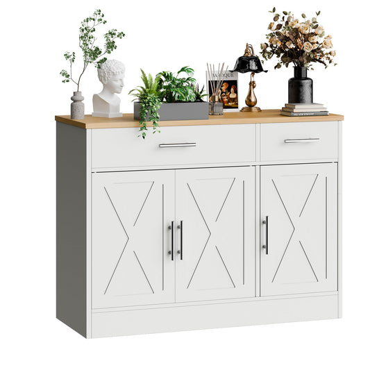 sobaniilowholesale Kitchen Buffet Sideboard Cabinet with Adjustable Shelf,Wooden Storage Cabinet with 3 Doors and 2 Drawers,Modern Farmhouse Coffee Bar Cabinet with Storage for Kitchen/Living Room (7612679061680)