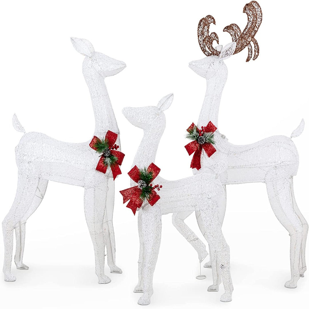 sobaniilowholesale LED Lighted Christmas Deer Family Display Set