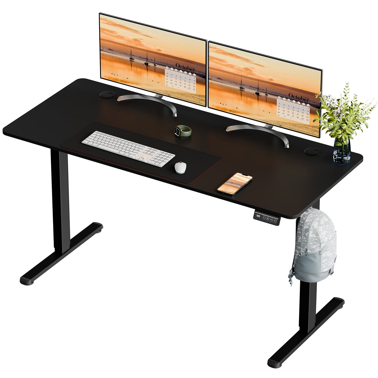 sobaniilowholesale Electric Office Ergonomic Standing Desk 1.2m / 1.4m / 1.6m With Black Metal Table Base (7709669294256)