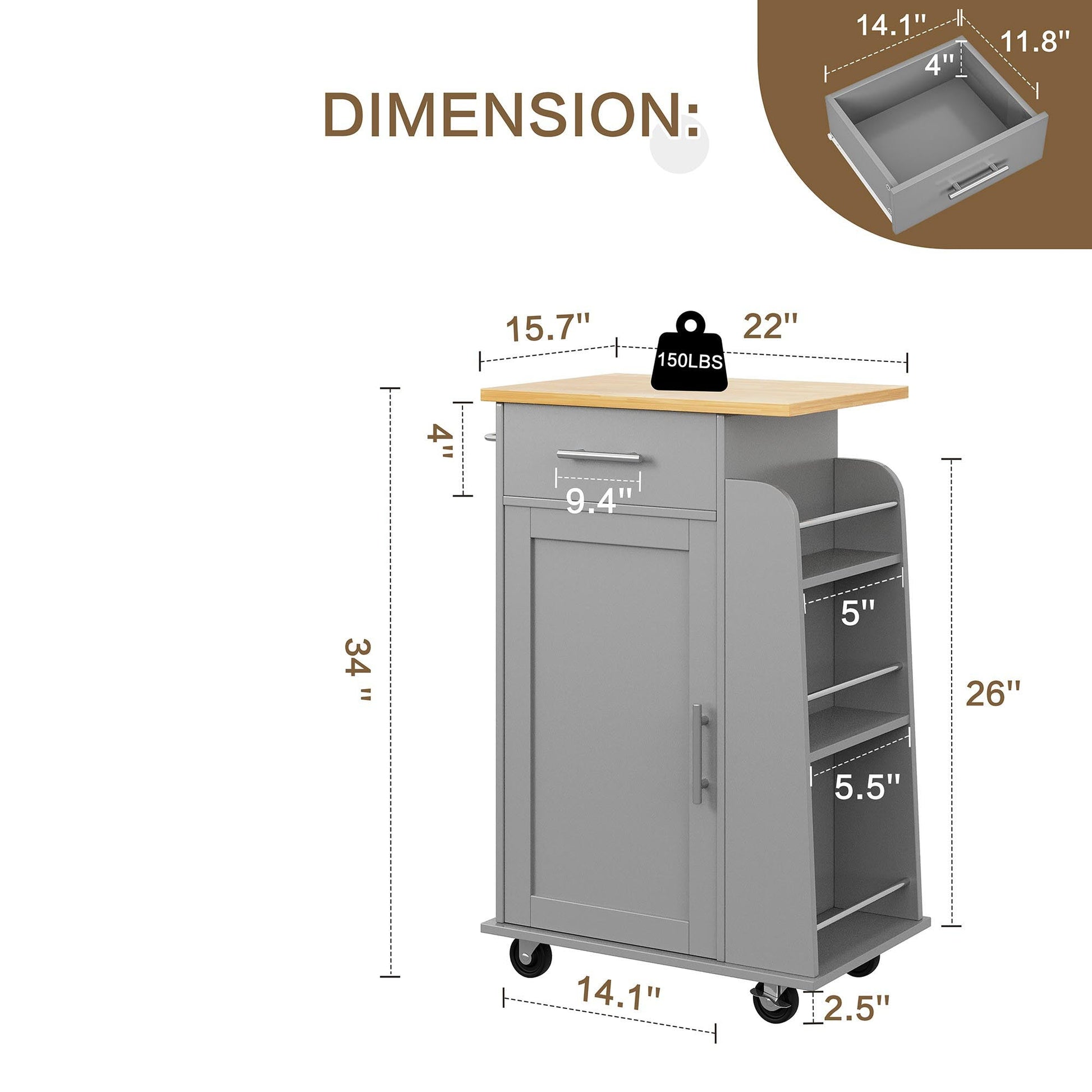 sobaniilowholesale Kitchen Island Rolling Cart with Storage Cabinet, Coffee Bar (7404392186032)