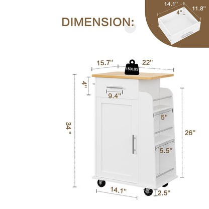 sobaniilowholesale Kitchen Island Rolling Cart with Storage Cabinet, Coffee Bar (7404392186032)