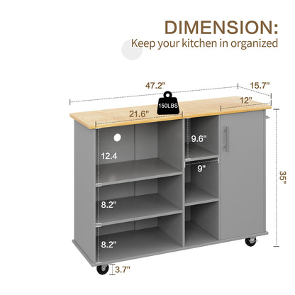 sobaniilowholesale 47.2" Large Kitchen Cabinet with Open Shelves, Kitchen Island (7404396937392)