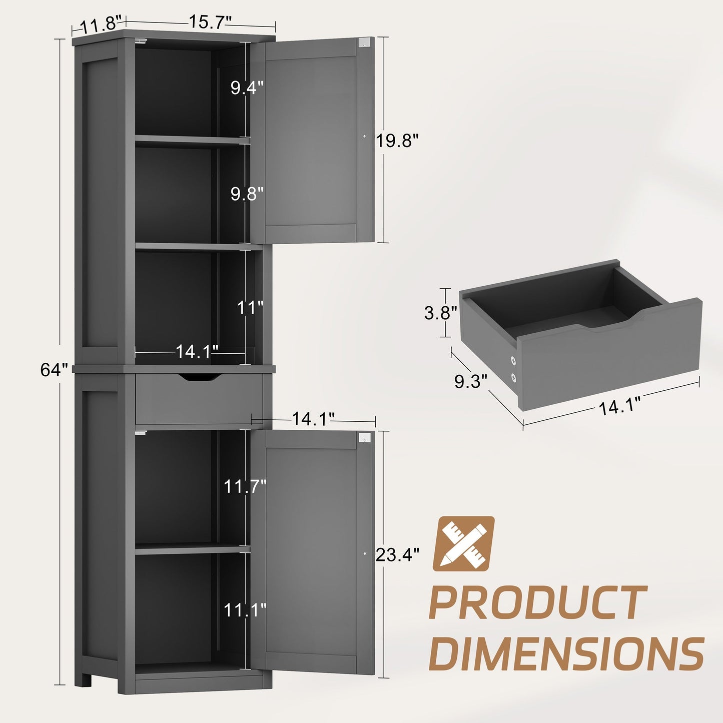 sobaniilo wholesale Bathroom Cabinet with 2 Doors & 1 Drawer