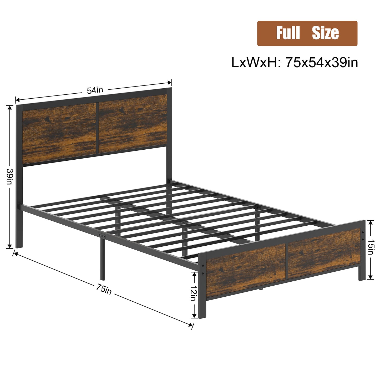 sobaniilowholesale Twin Bed Frame with Headboard and Footboard, Strong Steel Slat Support