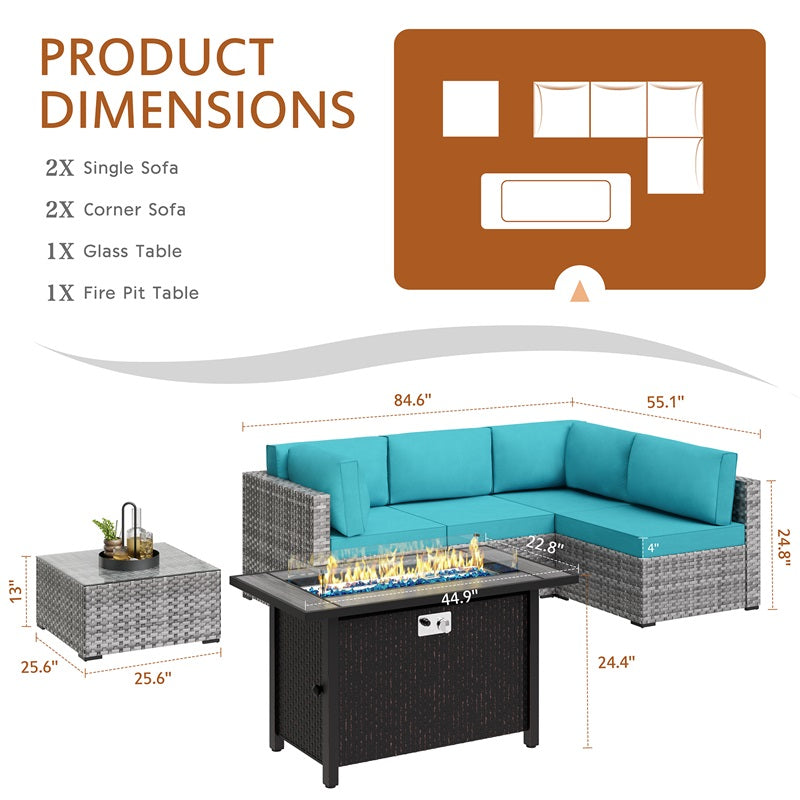 sobaniilowholesale 45" Propane Fire Pit Table 50,000 BTU Steel Gas Fire Pit (7289552863408)