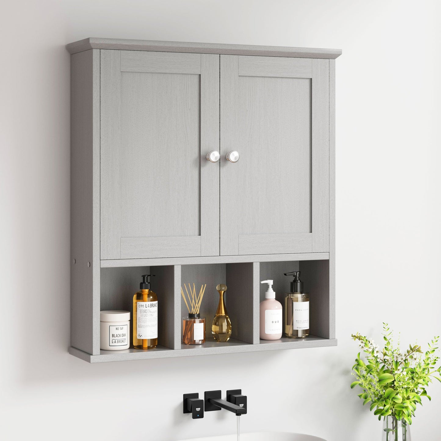 sobaniilowholesale Bathroom Wall Cabinet with 2 Door &Adjustable Shelves