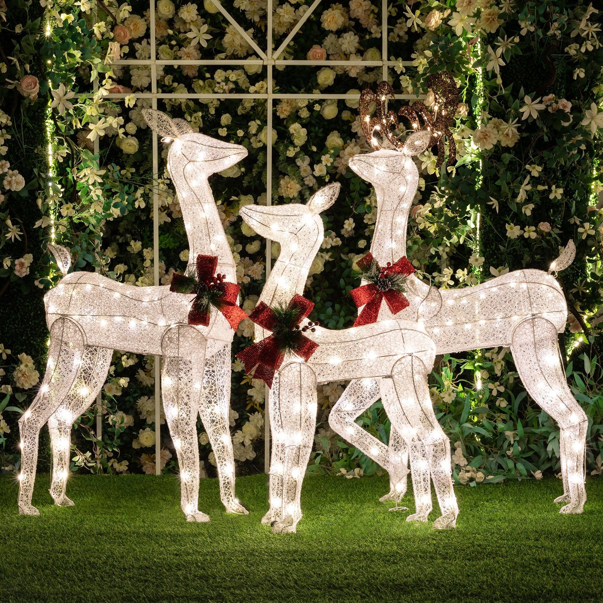 sobaniilowholesale LED Lighted Christmas Deer Family Display Set