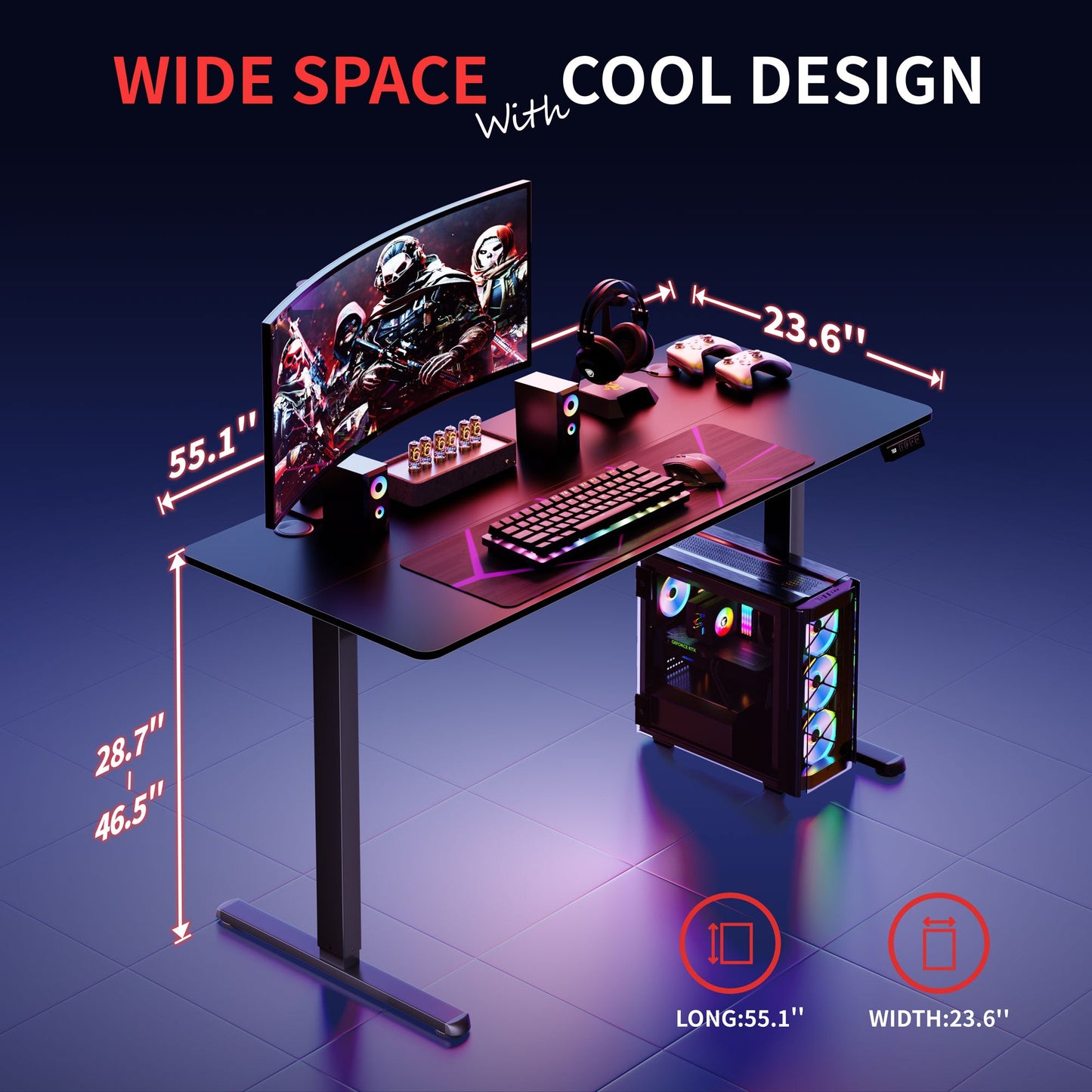 sobaniilowholesale Electric Office Ergonomic Standing Desk 1.2m / 1.4m / 1.6m With Black Metal Table Base (7709669294256)