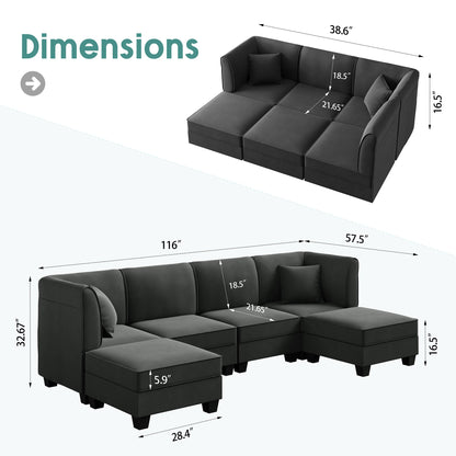 sobaniilowholesale  U-Shape Convertible Sectional Sofa Couch with 6 Seats
#color_dark-grey