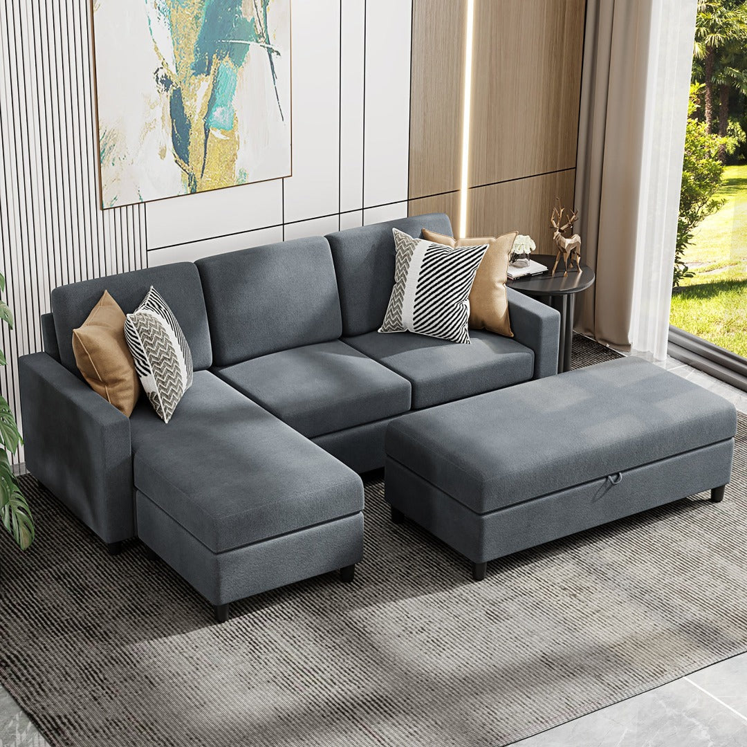 sobaniilowholesale Sectional Sofa With Long Storage Ottoman For Small Apartment#color_dark-grey (7136755155120)