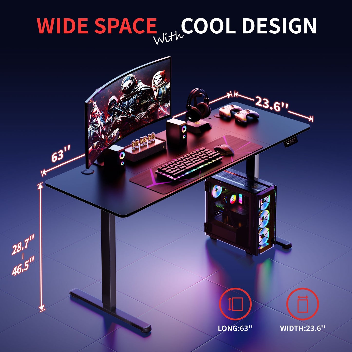 sobaniilowholesale Electric Office Ergonomic Standing Desk 1.2m / 1.4m / 1.6m With Black Metal Table Base (7709669294256)