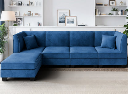 sobaniilowholesale Velvet 5 Pieces Modular Sectional Sofa L-Shaped Couch With Reversible Chaise (7223391125680)