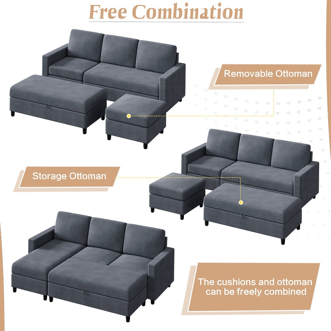 sobaniilowholesale Sectional Sofa With Long Storage Ottoman For Small Apartment#color_dark-grey (7136755155120)