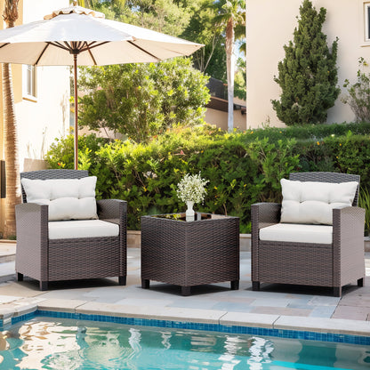 sobaniilowholesale Patio Furniture 3 Pieces/4 Pieces Outdoor Wicker Loveseat Set With Cushions