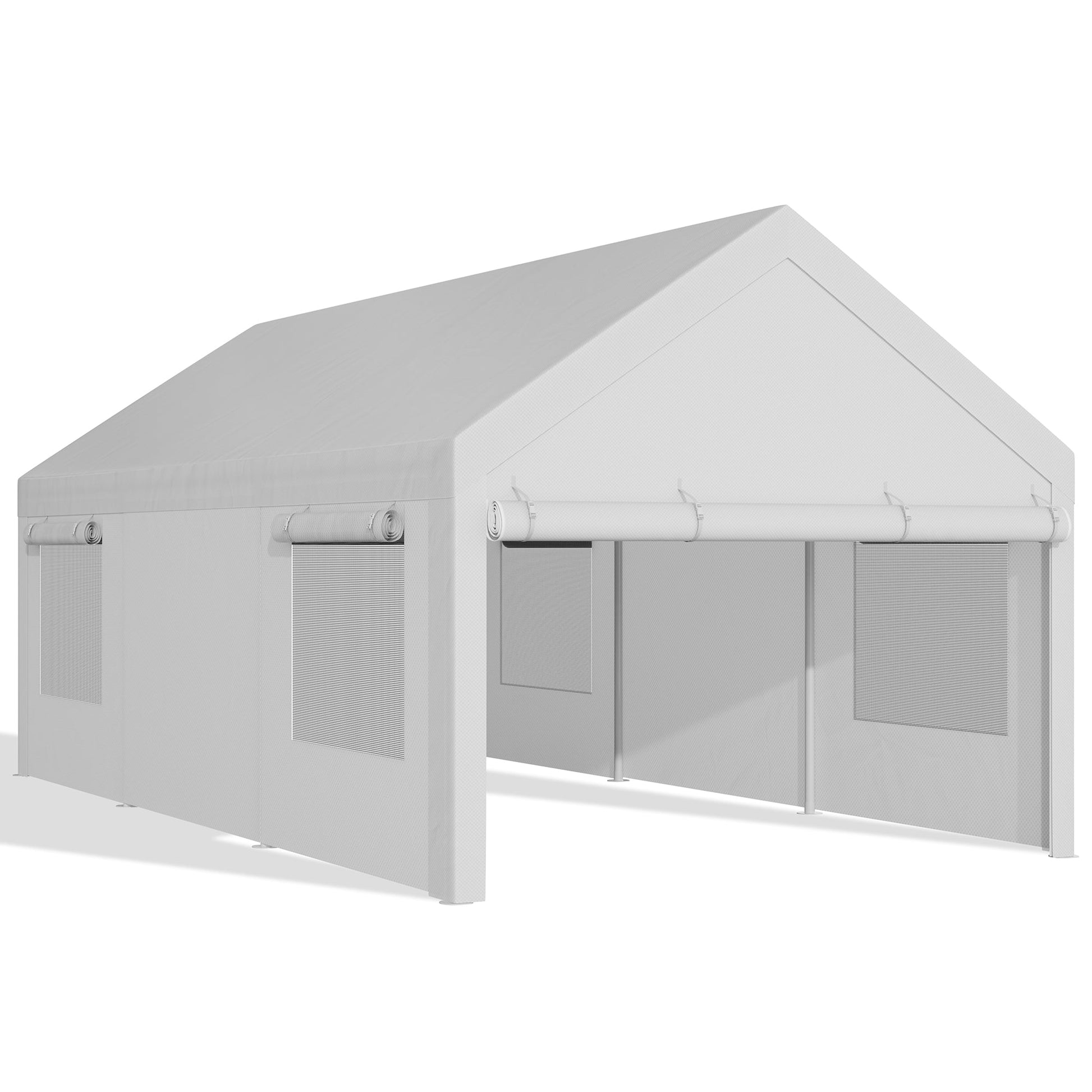 sobaniilowholesale Carport, 10x20 ft Heavy Duty Carport Canopy with Roll-up Windows, Portable Garage with Removable Sidewalls & Doors (7404387467440)