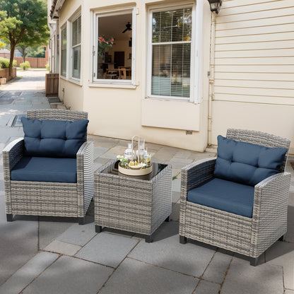 sobaniilowholesale Patio Furniture 3 Pieces/4 Pieces Outdoor Wicker Loveseat Set With Cushions