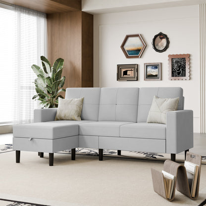 sobaniilowholesale 3-Seat L Shaped Modern Sectional Sofa with Storage Ottoman and Side Pockets #color_light-grey