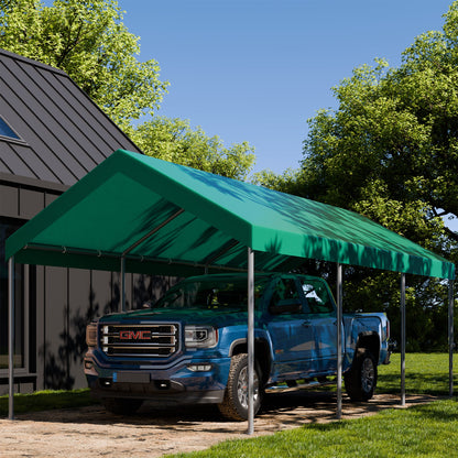 sobaniilowholesale Carport 10 x 20 ft Heavy Duty Carport Car Canopy with Powder-Coated Steel Frame,  Shelter Party Tent with 180g PE Tarp for Wedding, Garden (7404386713776)