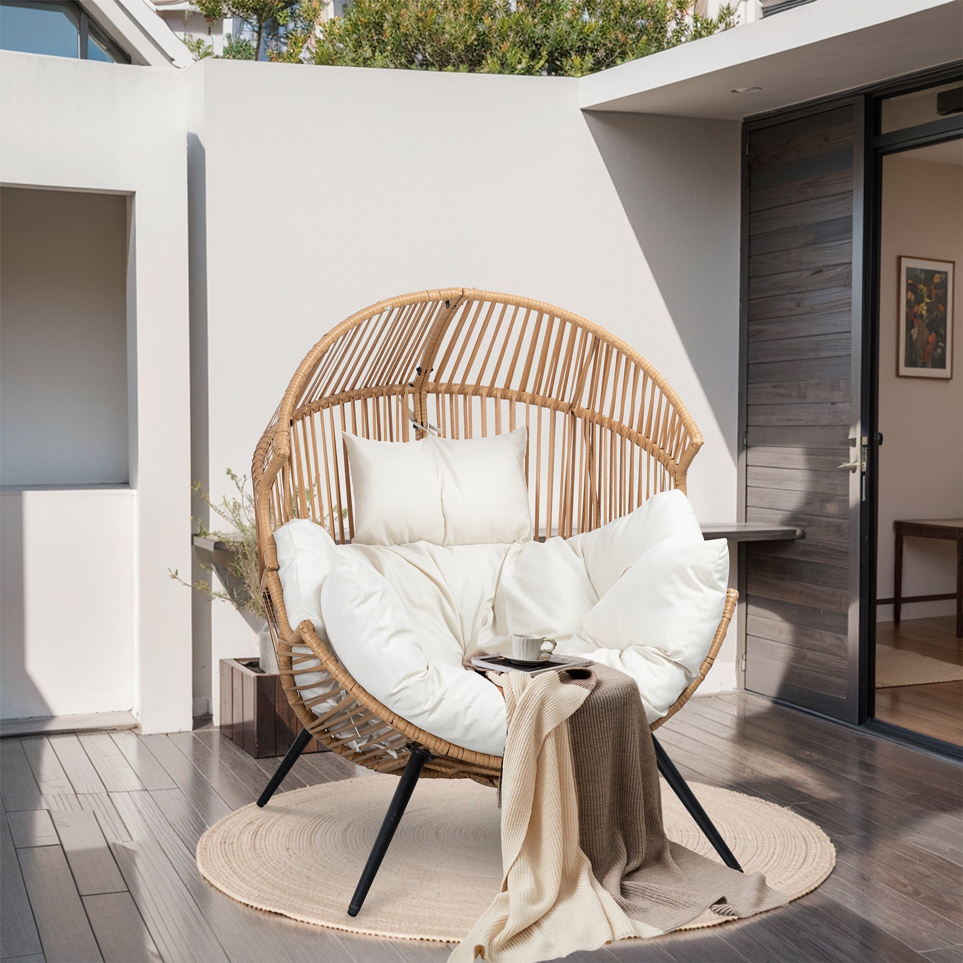 sobaniilowholesale Egg Chair Outdoor Patio Chair,Oversized Lounger Chair with Cushion Egg Basket Chair for Indoor Outside Balcony Backyard (7562912366768)