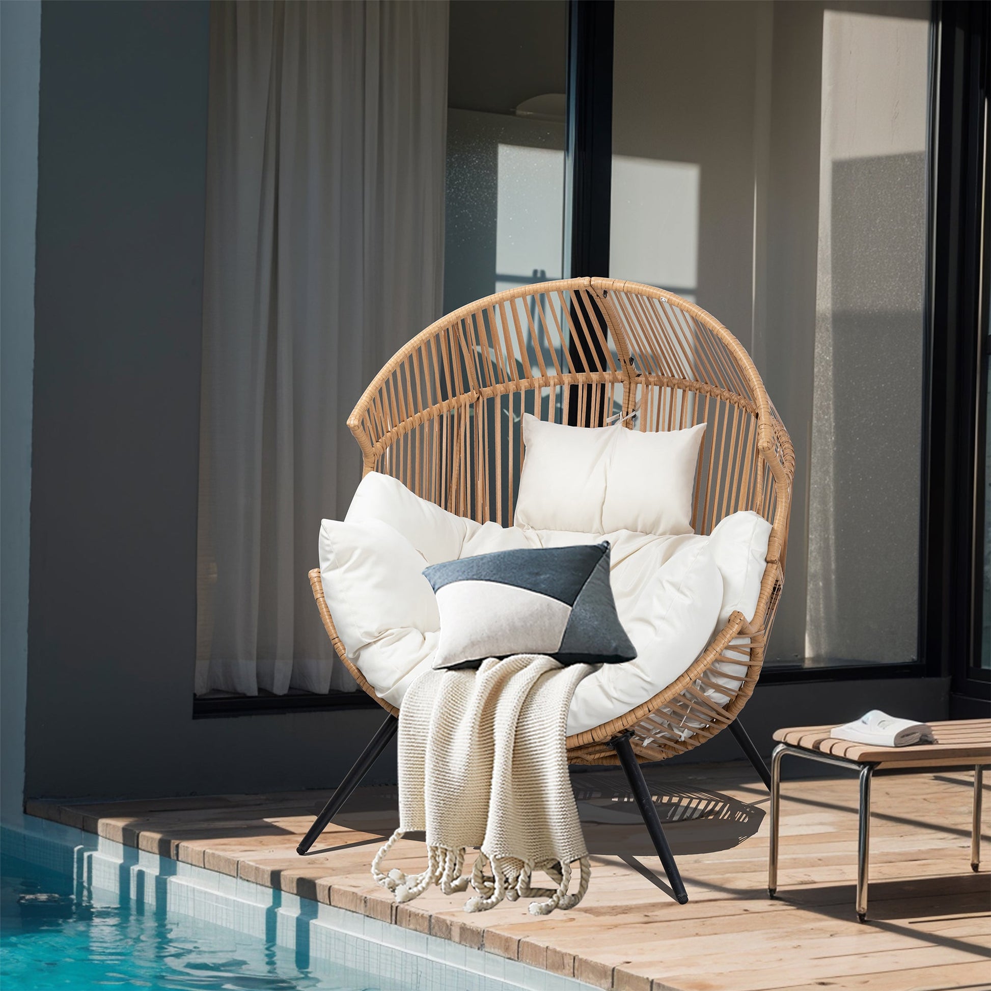 sobaniilowholesale Egg Chair Outdoor Patio Chair,Oversized Lounger Chair with Cushion Egg Basket Chair for Indoor Outside Balcony Backyard (7562912366768)