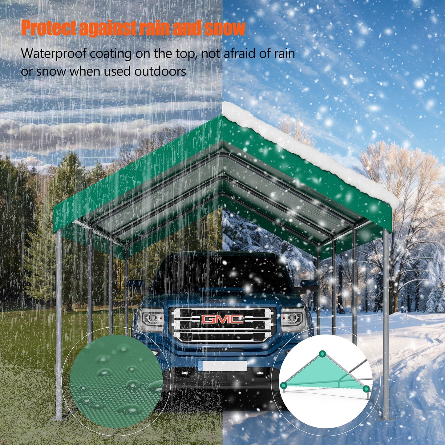 sobaniilowholesale Carport 10 x 20 ft Heavy Duty Carport Car Canopy with Powder-Coated Steel Frame,  Shelter Party Tent with 180g PE Tarp for Wedding, Garden (7404386713776)