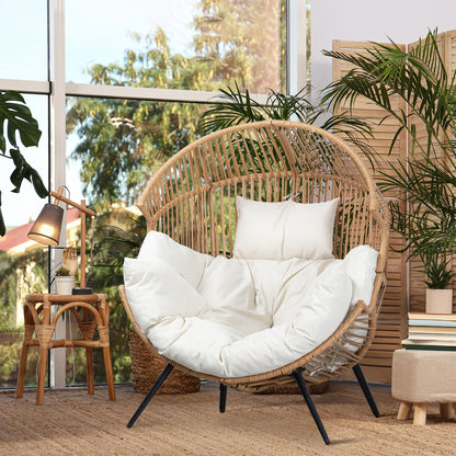 sobaniilowholesale Egg Chair Outdoor Patio Chair,Oversized Lounger Chair with Cushion Egg Basket Chair for Indoor Outside Balcony Backyard (7562912366768)