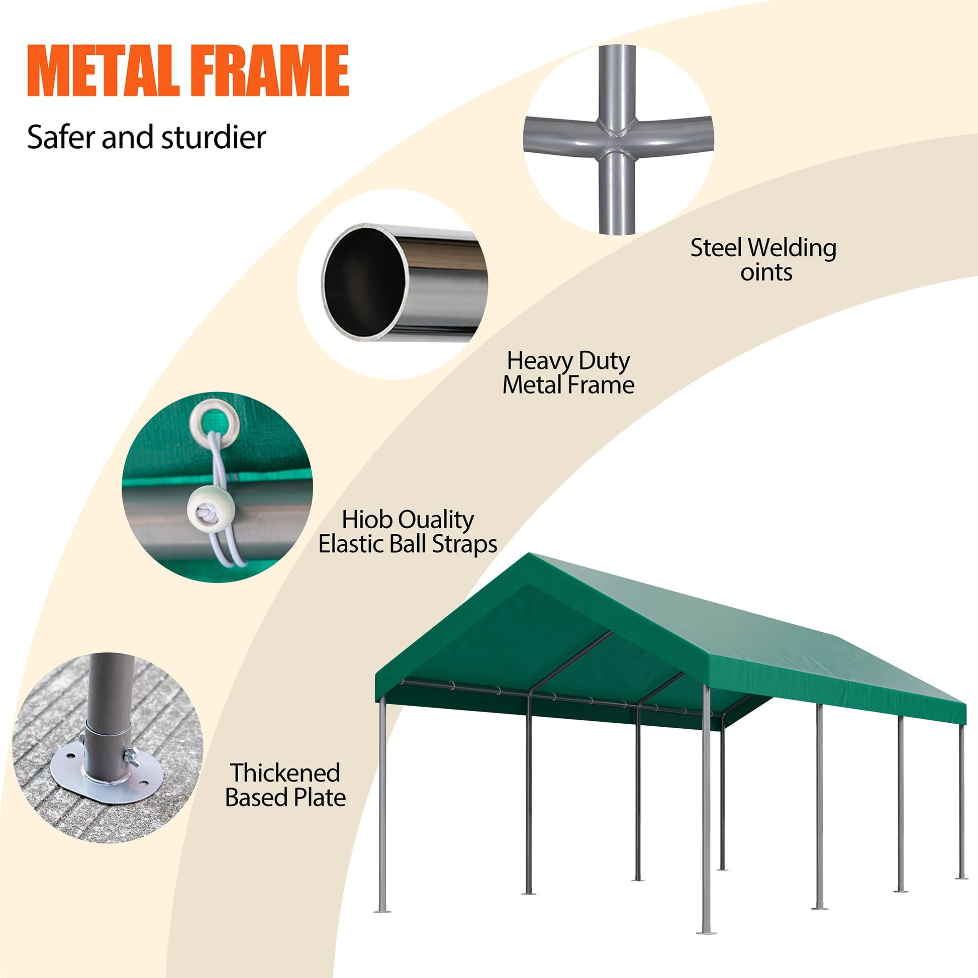 sobaniilowholesale Carport 10 x 20 ft Heavy Duty Carport Car Canopy with Powder-Coated Steel Frame,  Shelter Party Tent with 180g PE Tarp for Wedding, Garden (7404386713776)