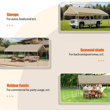 sobaniilowholesale Carport 10 x 20 ft Heavy Duty Carport Car Canopy with Powder-Coated Steel Frame,  Shelter Party Tent with 180g PE Tarp for Wedding, Garden (7404386713776)