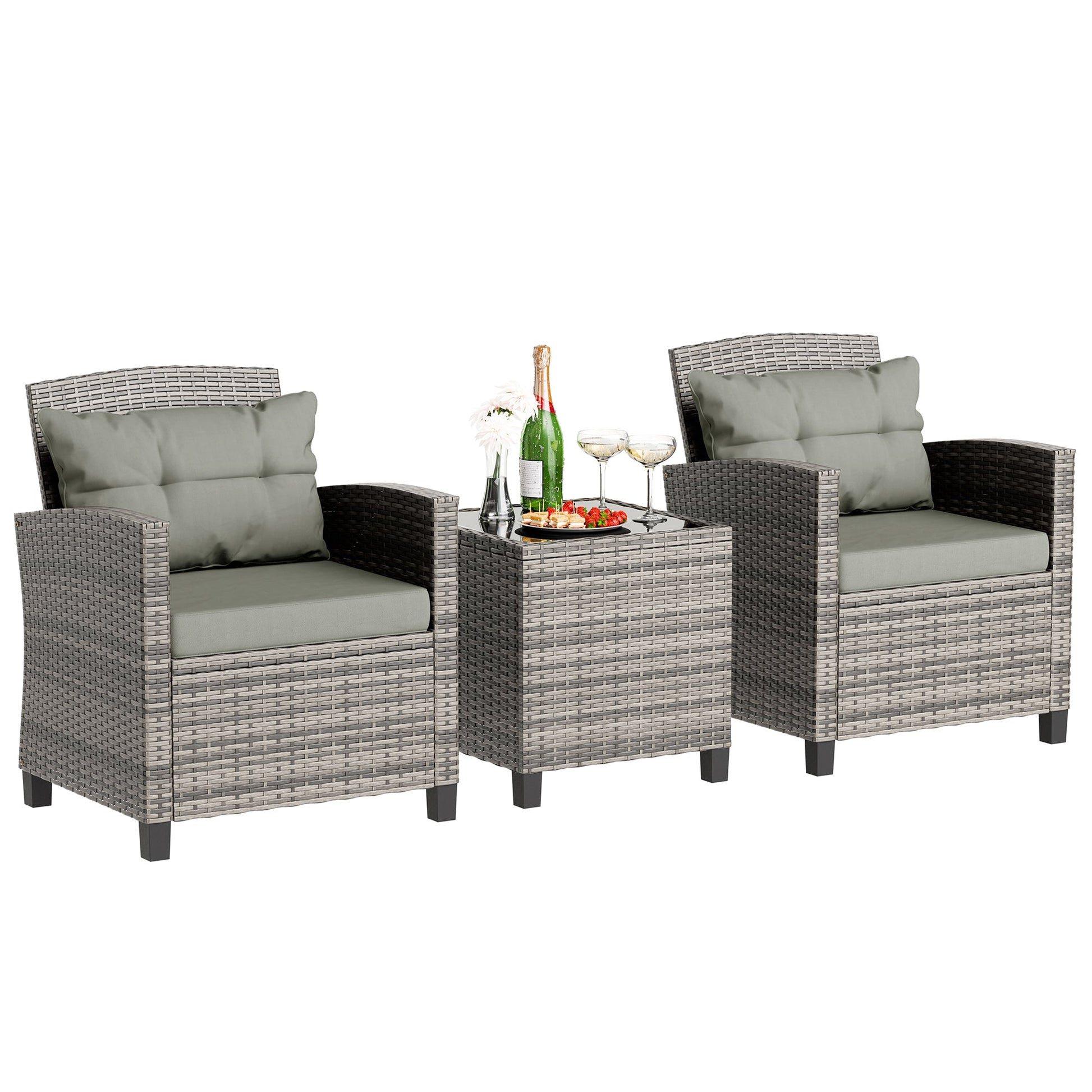 sobaniilowholesale Patio Furniture 3 Pieces/4 Pieces Outdoor Wicker Loveseat Set With Cushions