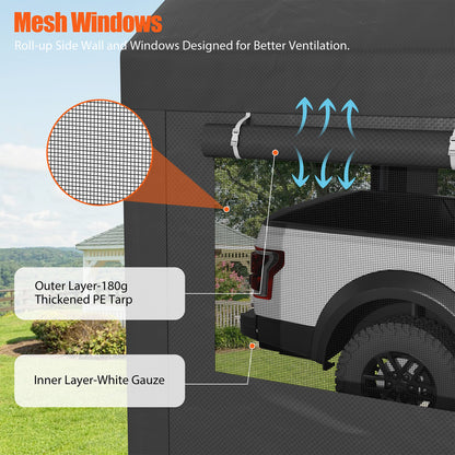 sobaniilowholesale Carport, 10x20 ft Heavy Duty Carport Canopy with Roll-up Windows, Portable Garage with Removable Sidewalls & Doors (7404387467440)