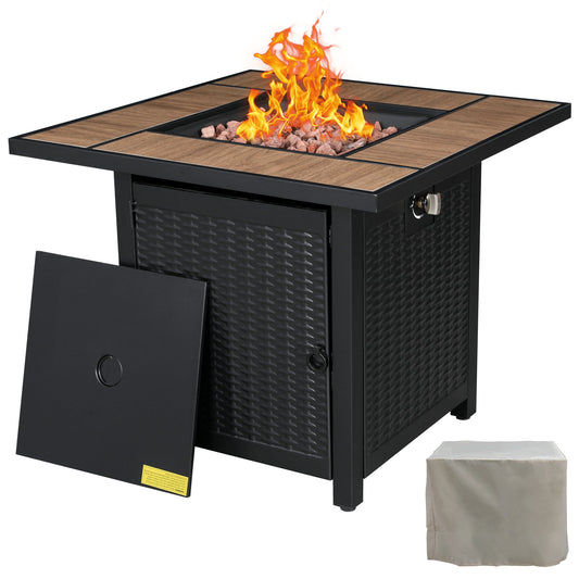 sobaniilowholesale 28" Propane Gas Fire Pit Table 50,000 BTU Square Outdoor Wicker (7436201689264)