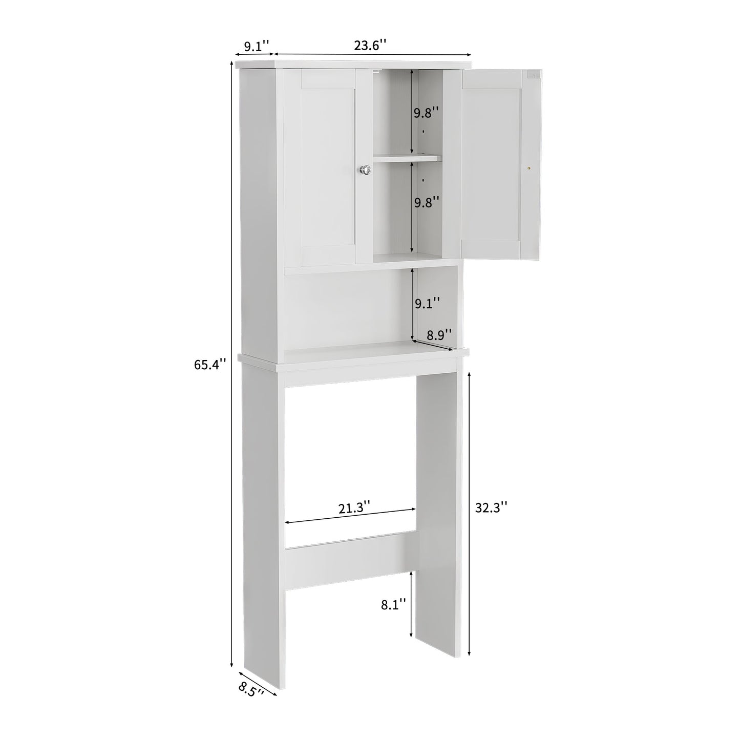 sobaniilowholesale Over The Toilet Storage Cabinet A, Bathroom Shelf Organizer with Anti-Tip Device Small Freestanding Space Saver with Adjustable Shelf #color_white