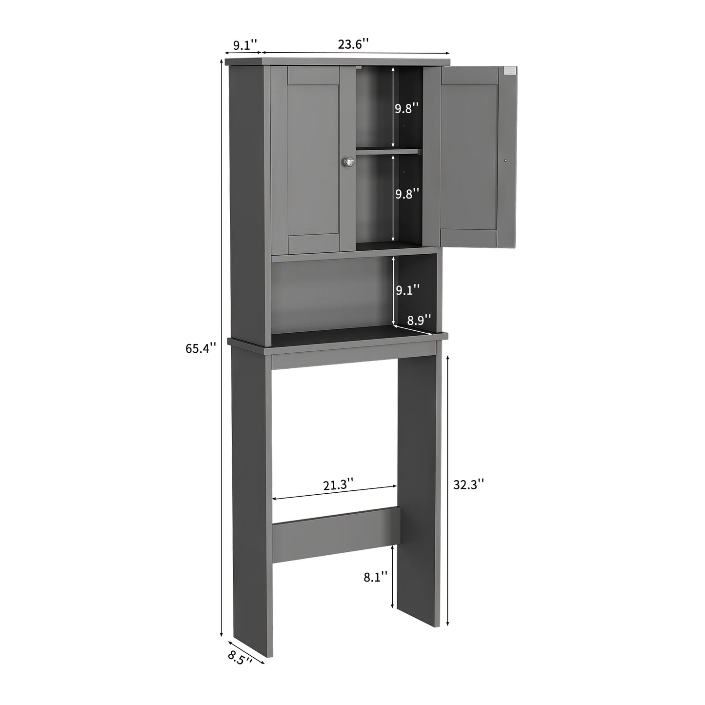 sobaniilowholesale Over The Toilet Storage Cabinet A, Bathroom Shelf Organizer with Anti-Tip Device Small Freestanding Space Saver with Adjustable Shelf #color_grey