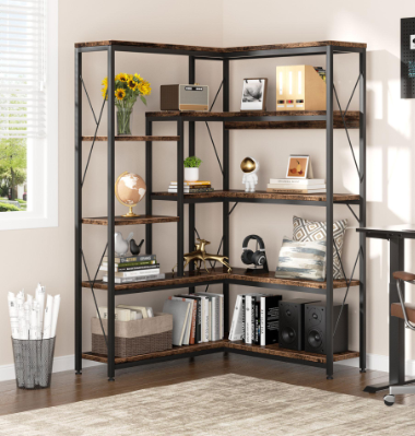 sobaniilo wholesale L-Shaped 5-Shelf Corner Bookshelf