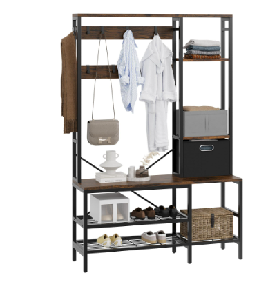 sobaniilo wholesale Coat Rack with Bench and Shoe Storage Shelves - 5 in 1 Large Organizer