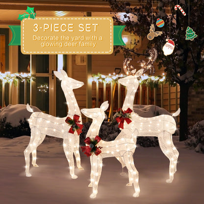 sobaniilowholesale LED Lighted Christmas Deer Family Display Set