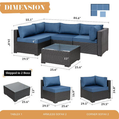 sobaniilowholesale 5 Pieces Outdoor Sectional Sofa, Patio furniture Set#color_aegean-blue