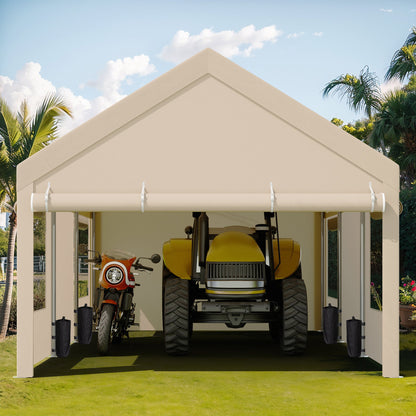 sobaniilowholesale Carport, 10x20 ft Heavy Duty Carport Canopy with Roll-up Windows, Portable Garage for Car, Truck, Boat (7404387926192)