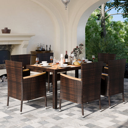 sobaniilowholesale 5 Pieces/ 7 Pieces Patio Dining Set, Square Wood Table (7047179927728)