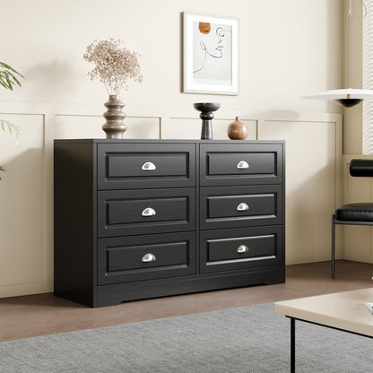 sobaniilowholesale 9 Drawer Double Dresser Black Wooden Wide Chest of Drawers with Metal Handles Storage Organizer Dresser Nursery Dresser for Living Room Hallway (7504222027952)