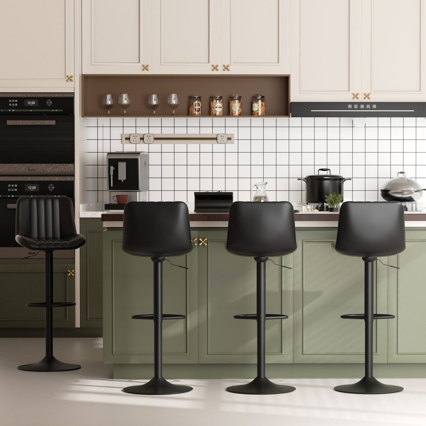 sobaniilowholesale Bar Stools Set of 2,Adjustable Leather Counter Height with High Backrest,Bar Chairs for Kitchen Island Dining¡ê?Room Bar (7562958831792)